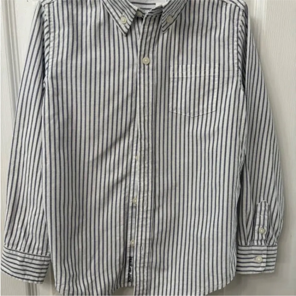 Janie and Jack Blue and White Button Down Shirt with Long Sleeves